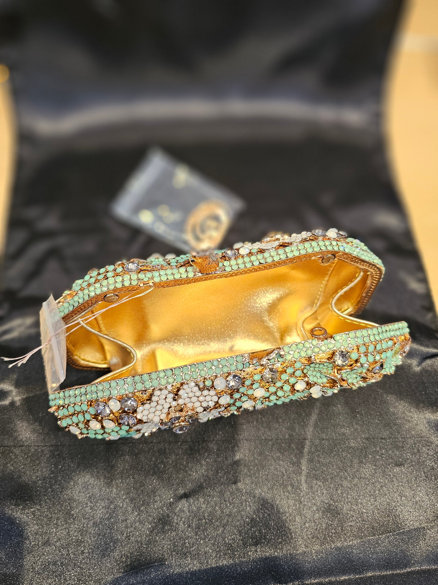 Green Rhinestone Crystal Bridal Clutch