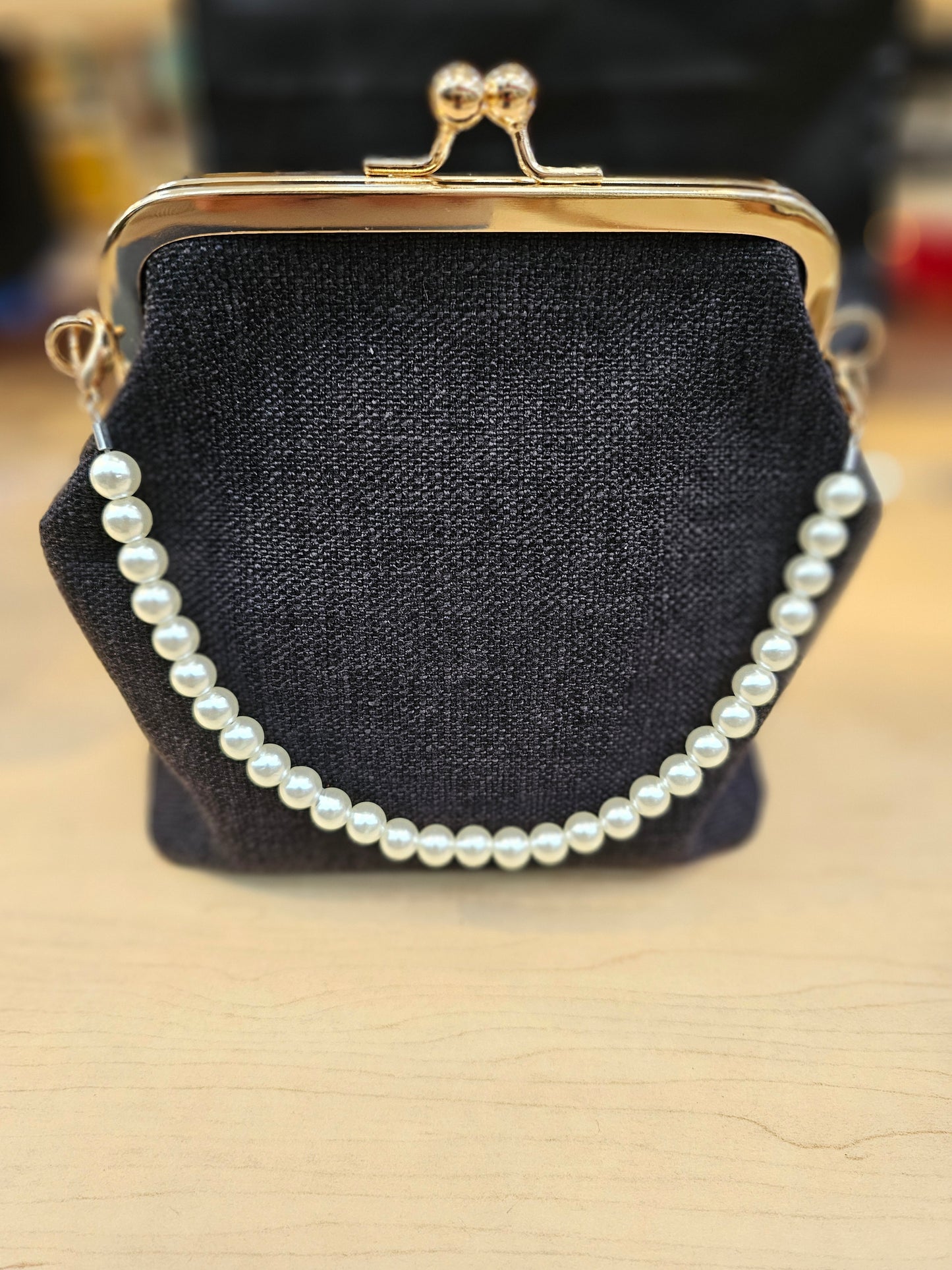 Black Jeans Pearl Shell Bag