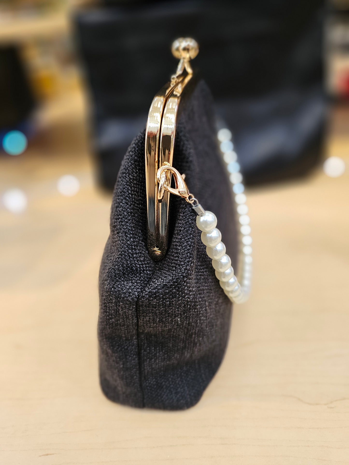 Black Jeans Pearl Shell Bag