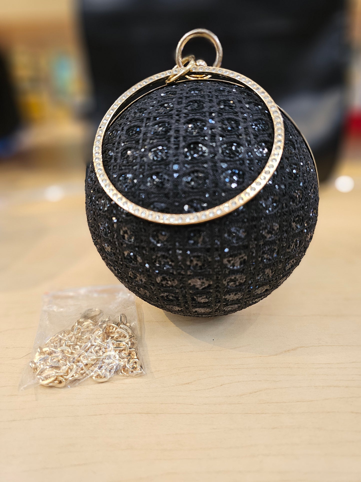 Black Disco Ball clutch bag