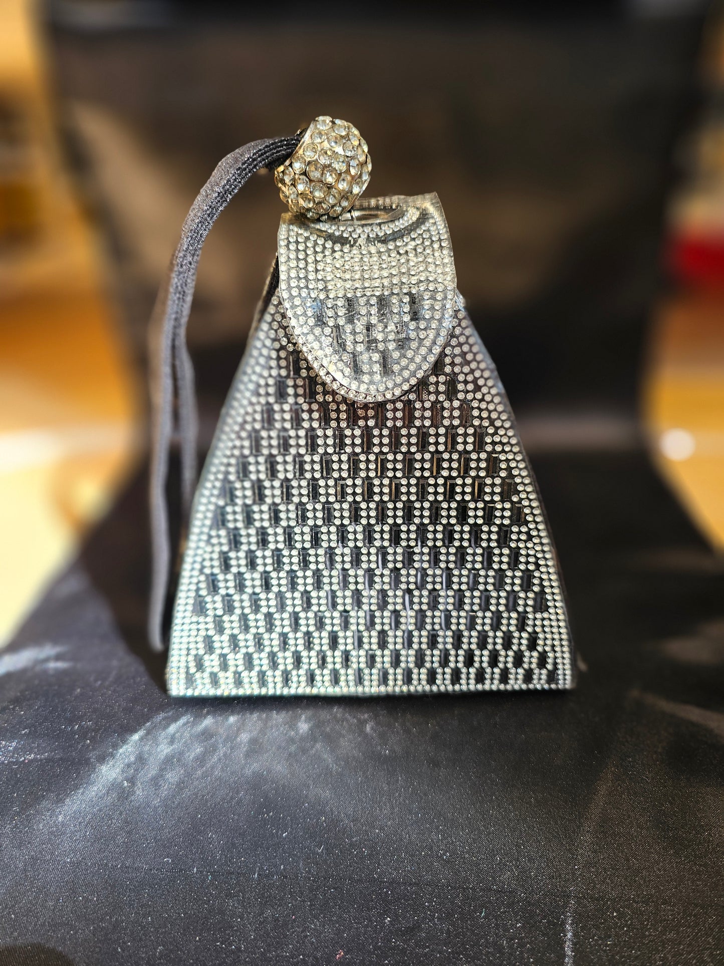 Black Crystal Pyramid Handbag