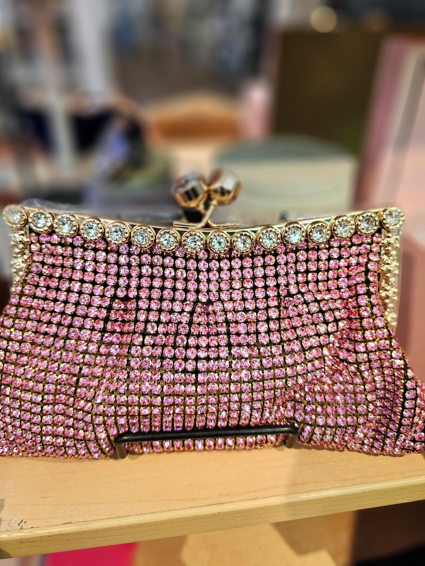 Pink Luxy Rhinestone clutch