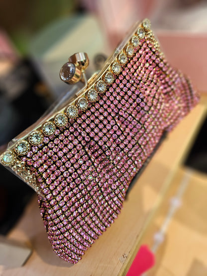 Pink Luxy Rhinestone clutch