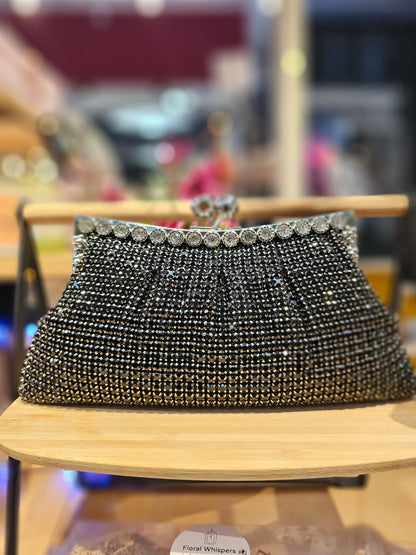 Black Luxury Rhinestone Evening Clutch Bag