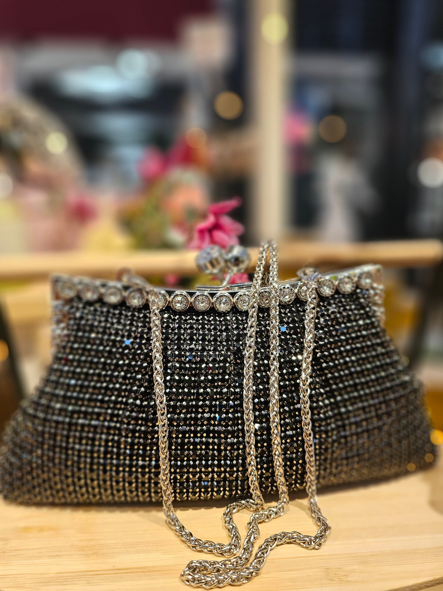 Black Luxury Rhinestone Evening Clutch Bag