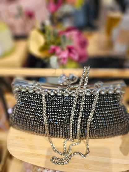 Black Luxury Rhinestone Evening Clutch Bag