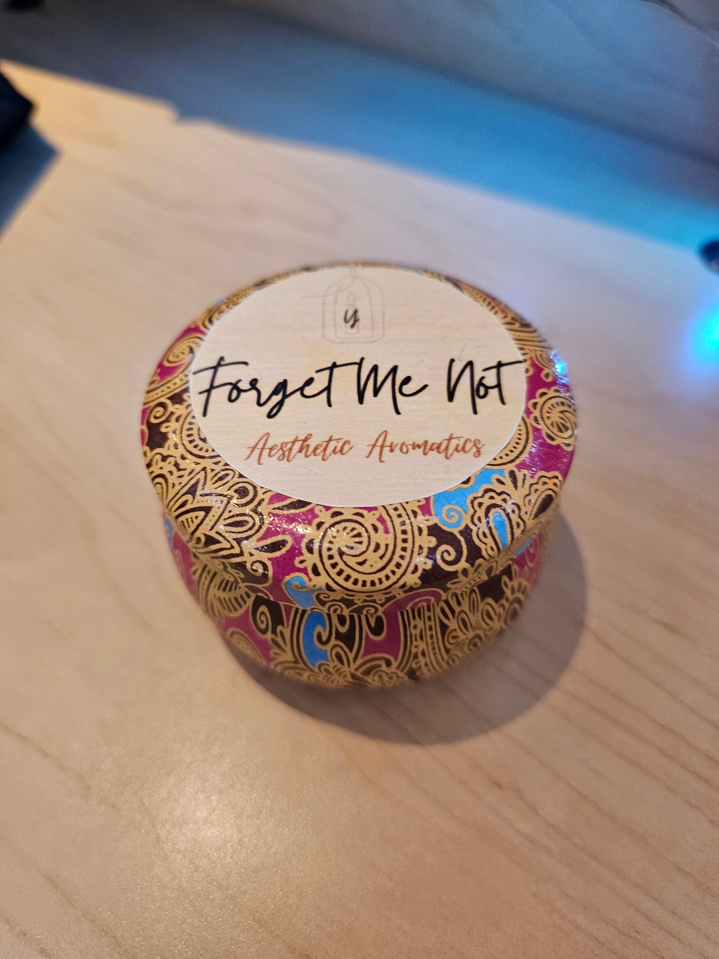 Forget Me Not- 1-Wick - Luxury Candle in colorful jar