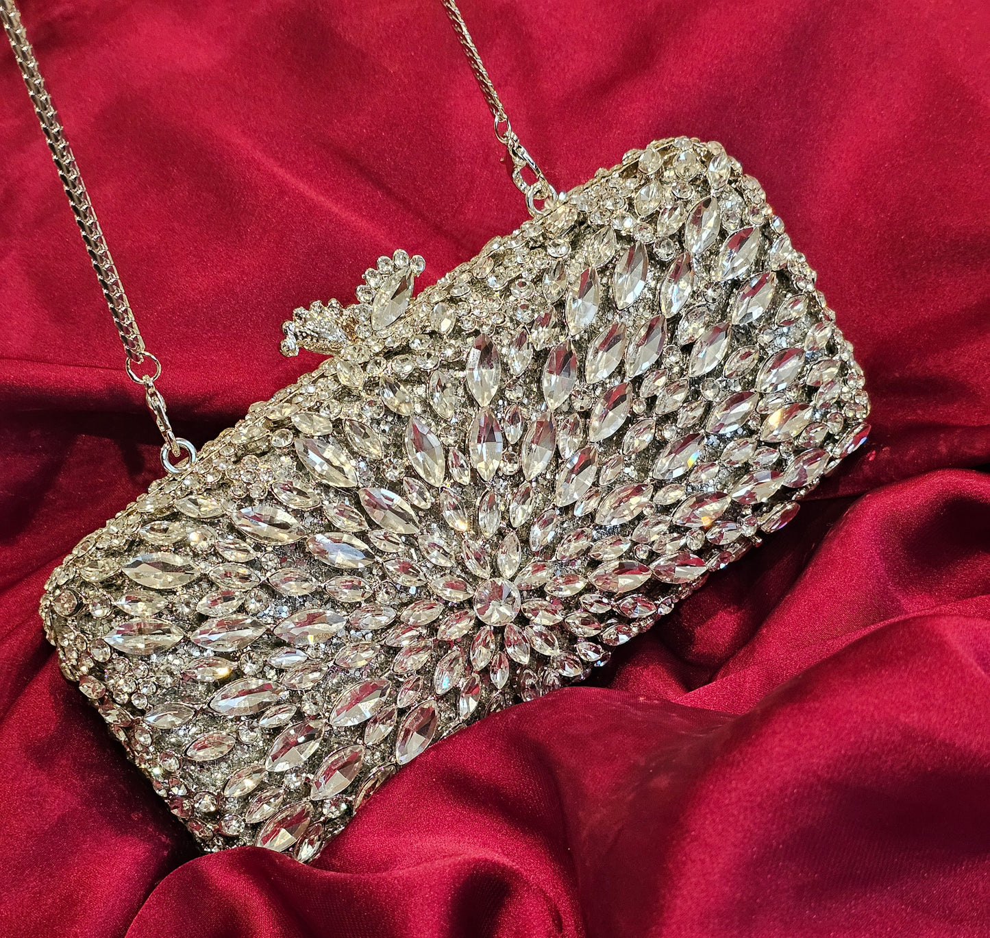 Silver Diamond Cut Clutch