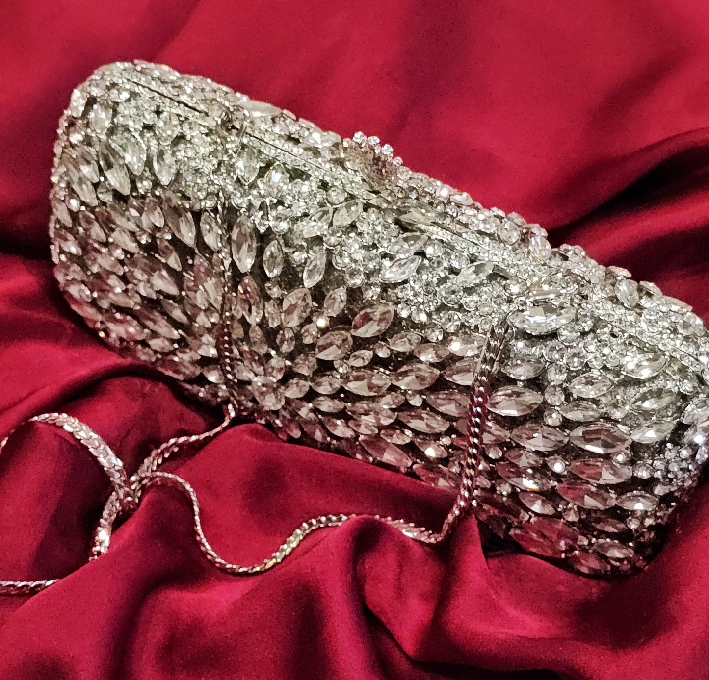 Silver Diamond Cut Clutch