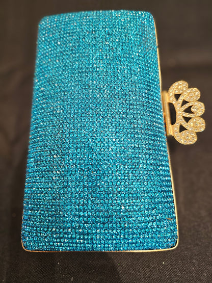 Blue Crown Rectangular Evening Bag - Clutch