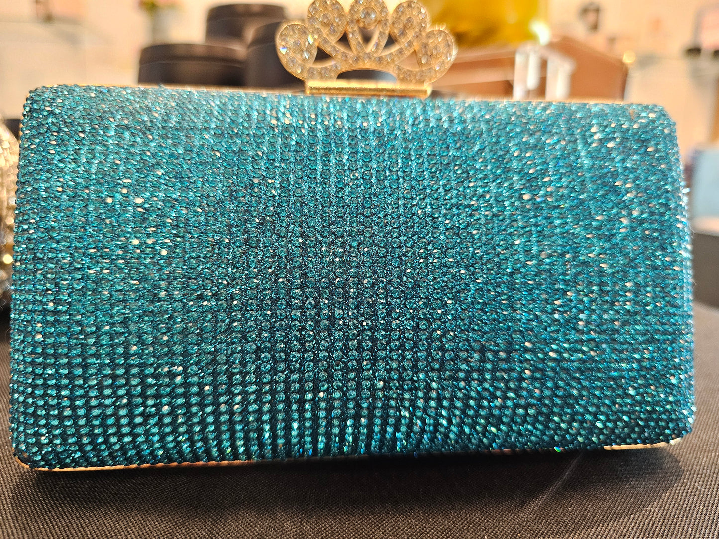 Blue Crown Rectangular Evening Bag - Clutch