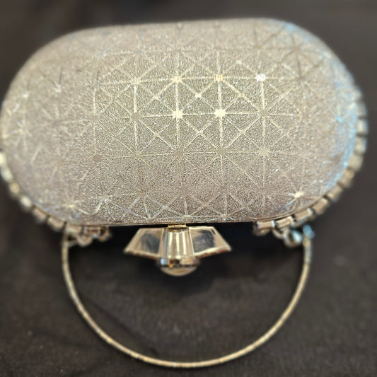 Silver Ellipse Ball Evening Bag - Clutch