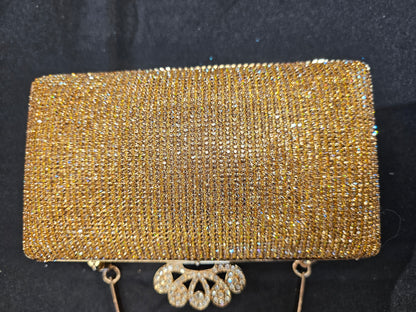 Gold Crown Rectangular Evening Bag - Clutch