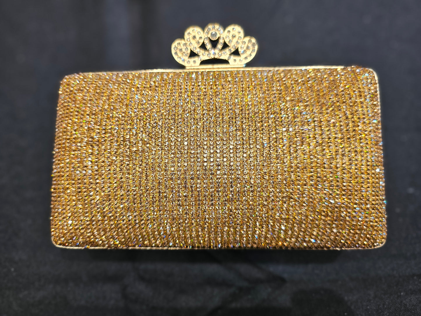 Gold Crown Rectangular Evening Bag - Clutch