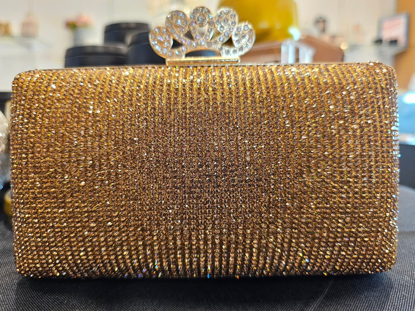 Gold Crown Rectangular Evening Bag - Clutch