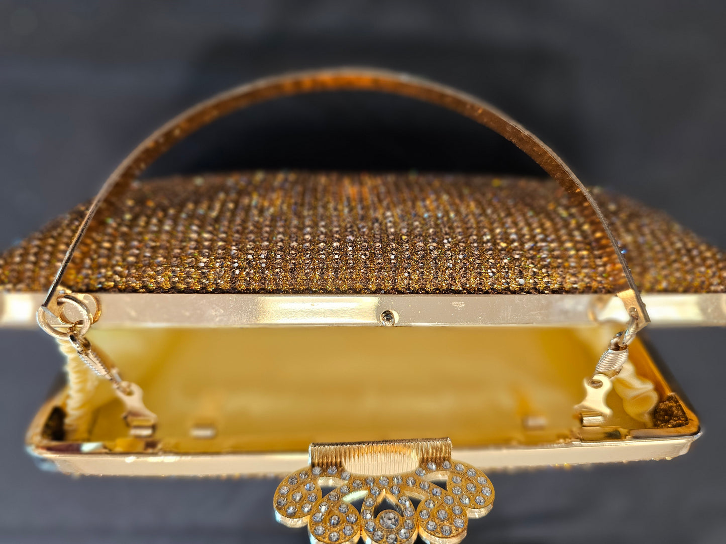 Gold Crown Rectangular Evening Bag - Clutch