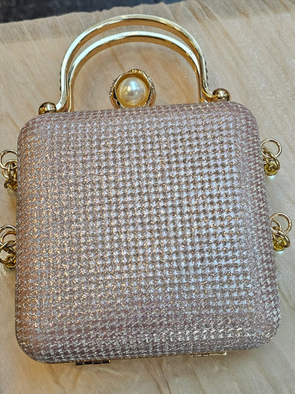 Pink Square Box Evening Bag - Clutch