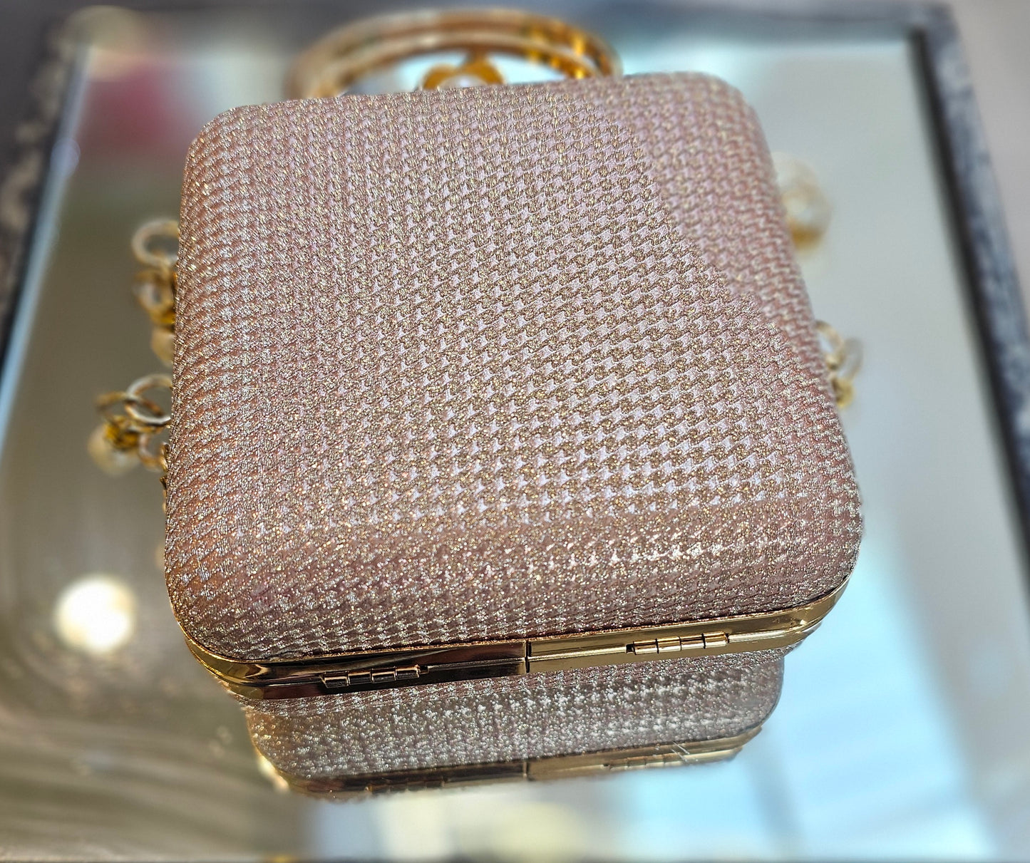 Pink Square Box Evening Bag - Clutch