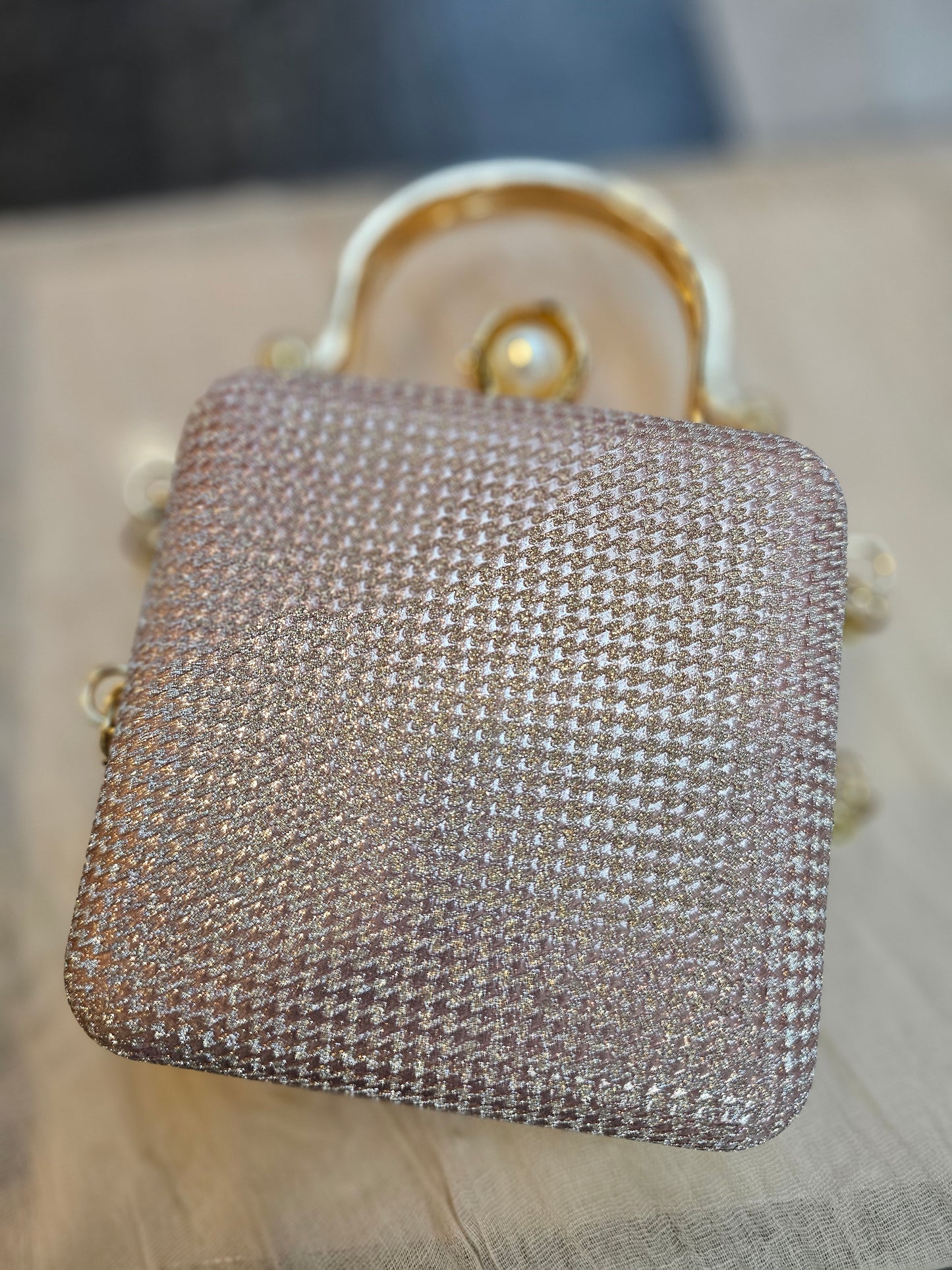 Pink Square Box Evening Bag - Clutch