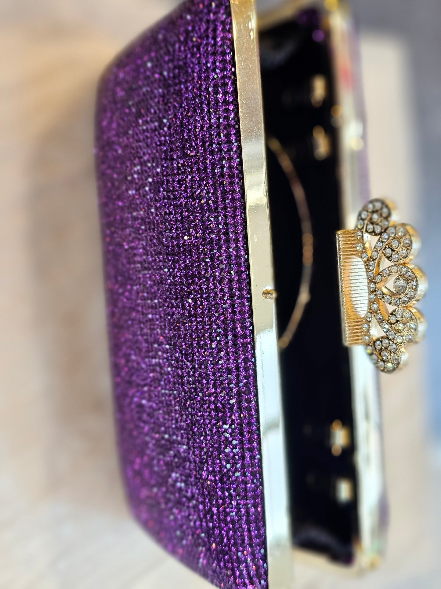 Purple Crown Rectangular Evening Bag