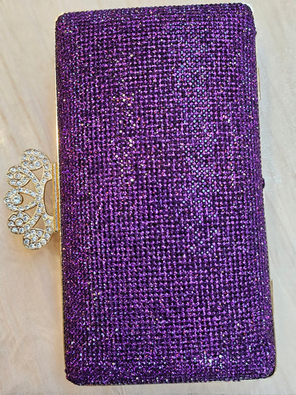 Purple Crown Rectangular Evening Bag