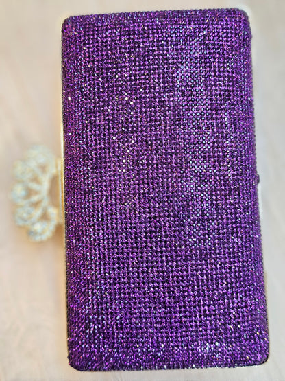 Purple Crown Rectangular Evening Bag