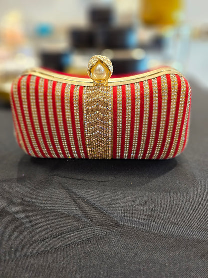 Red Pearl Ring Bridal Evening Bag