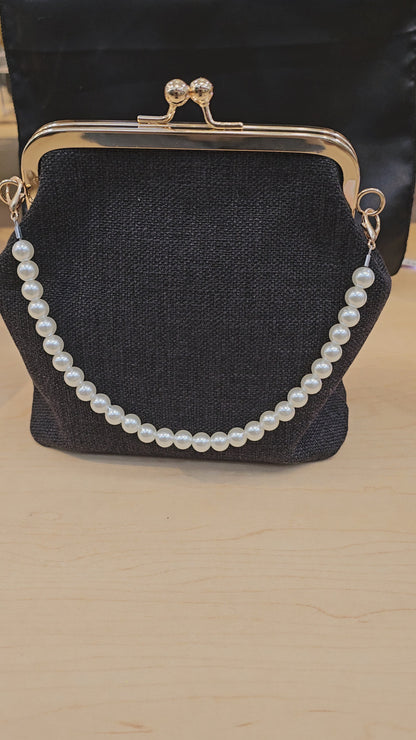 Black Jeans Pearl Shell Bag