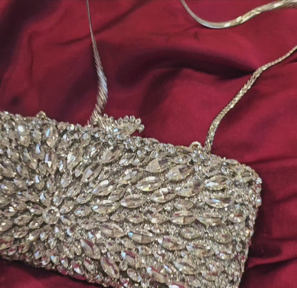 Silver Diamond Cut Clutch