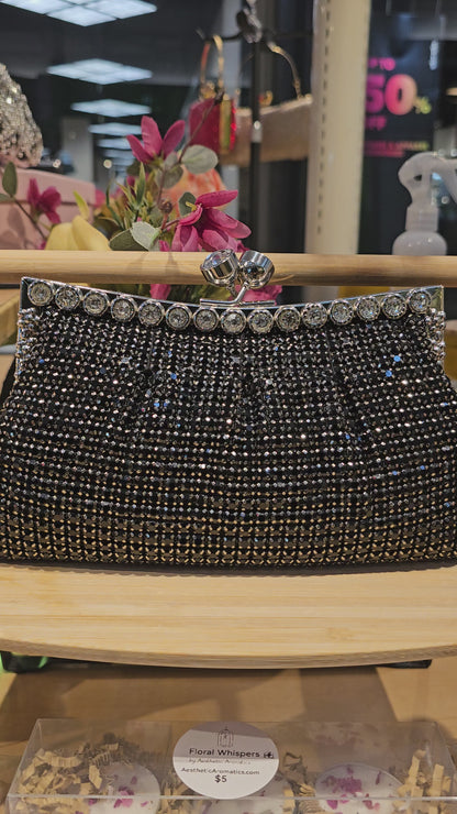 Black Luxury Rhinestone Evening Clutch Bag