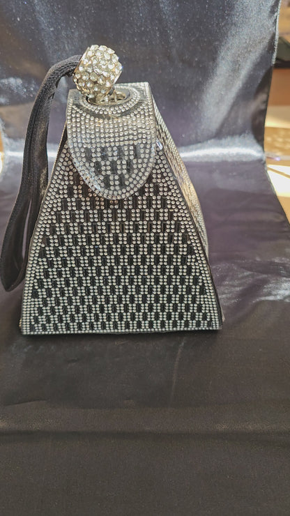 Black Crystal Pyramid Handbag