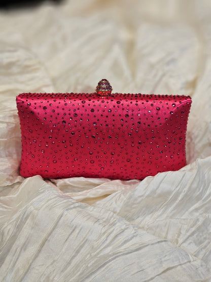 Exquisite Rose Rhinestone Clutch Bag