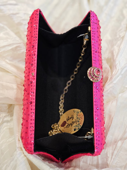 Exquisite Rose Rhinestone Clutch Bag