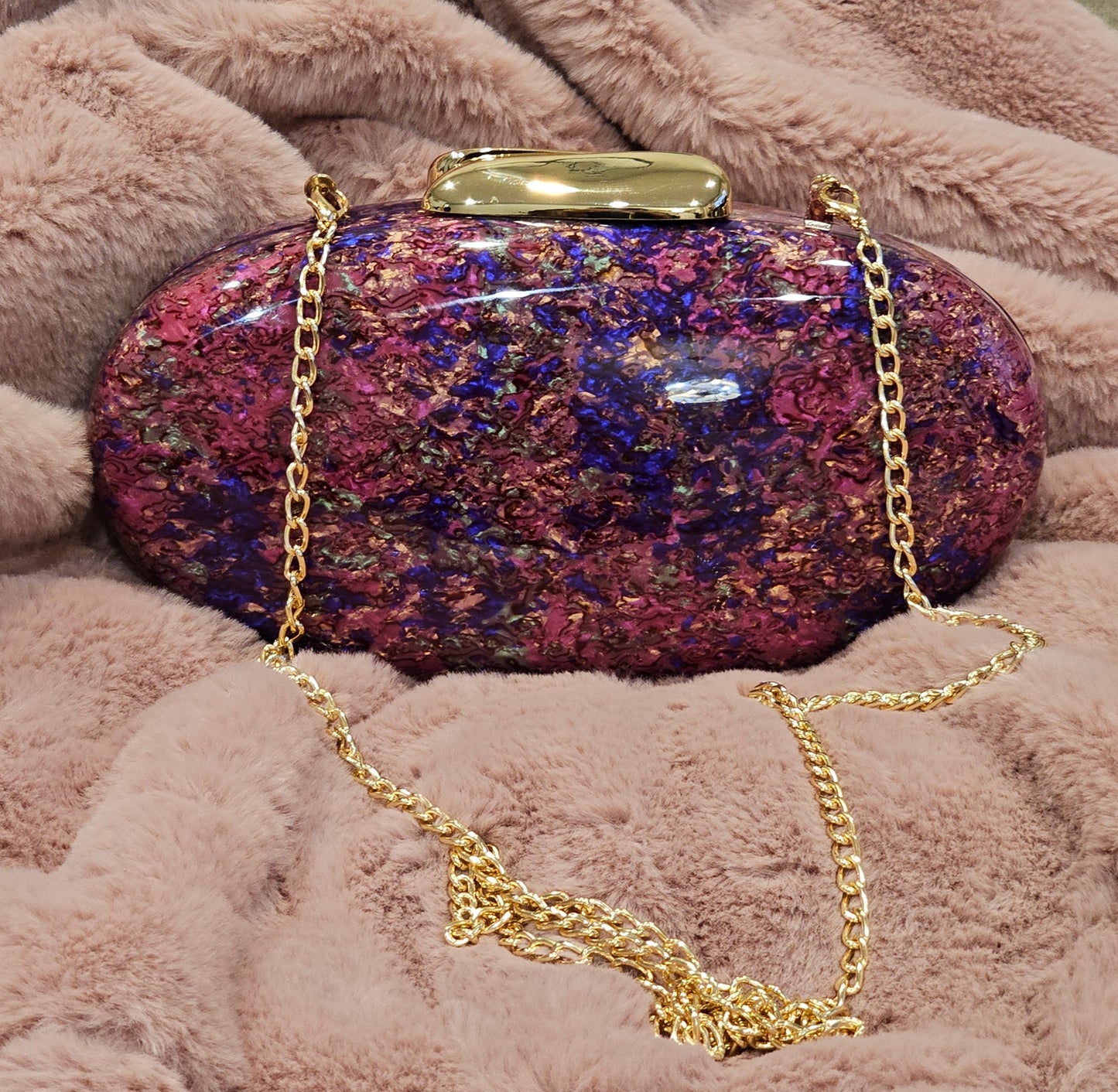 Purple Galaxy Pearl Shell Hard Clutch