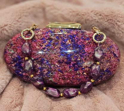 Purple Galaxy Pearl Shell Hard Clutch