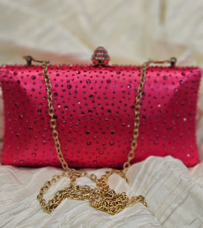 Exquisite Rose Rhinestone Clutch Bag