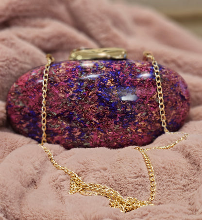 Purple Galaxy Pearl Shell Hard Clutch