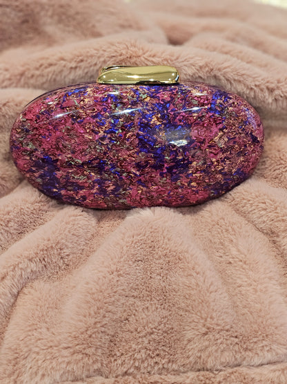 Purple Galaxy Pearl Shell Hard Clutch